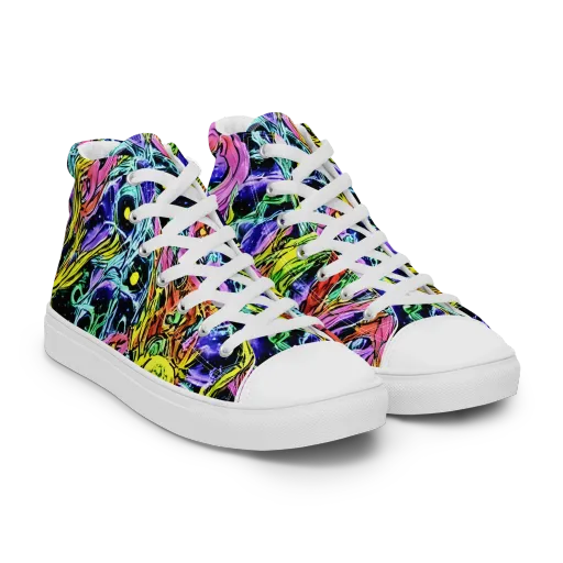 Astral Plumage on a Men's High Top Canvas Shoes