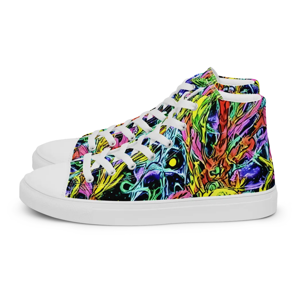 Astral Plumage on Men's High Top Canvas Shoes — Left
