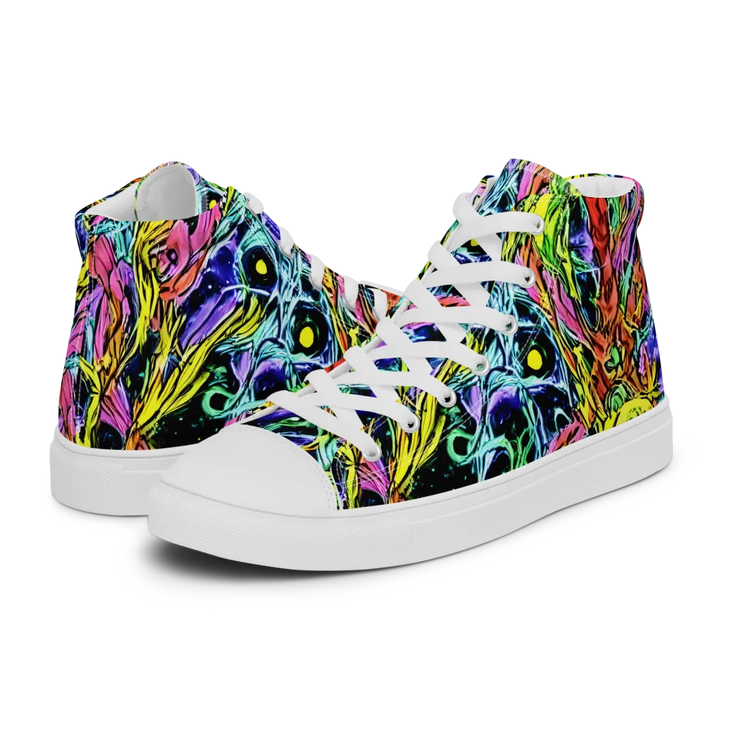 Astral Plumage on Men's High Top Canvas Shoes — Left