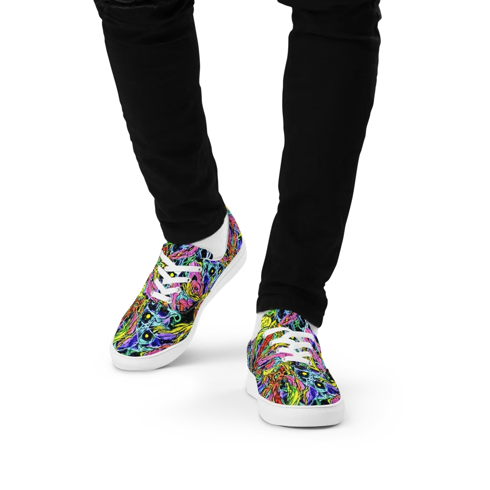 Astral Plumage on Men's Lace-Up Canvas Shoes — Front
