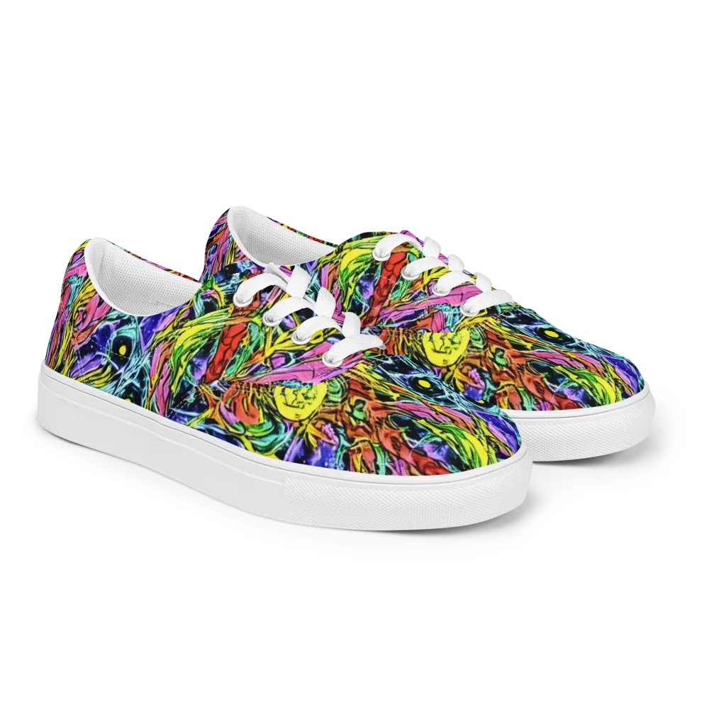 Astral Plumage on Men's Lace-Up Canvas Shoes — Right Front
