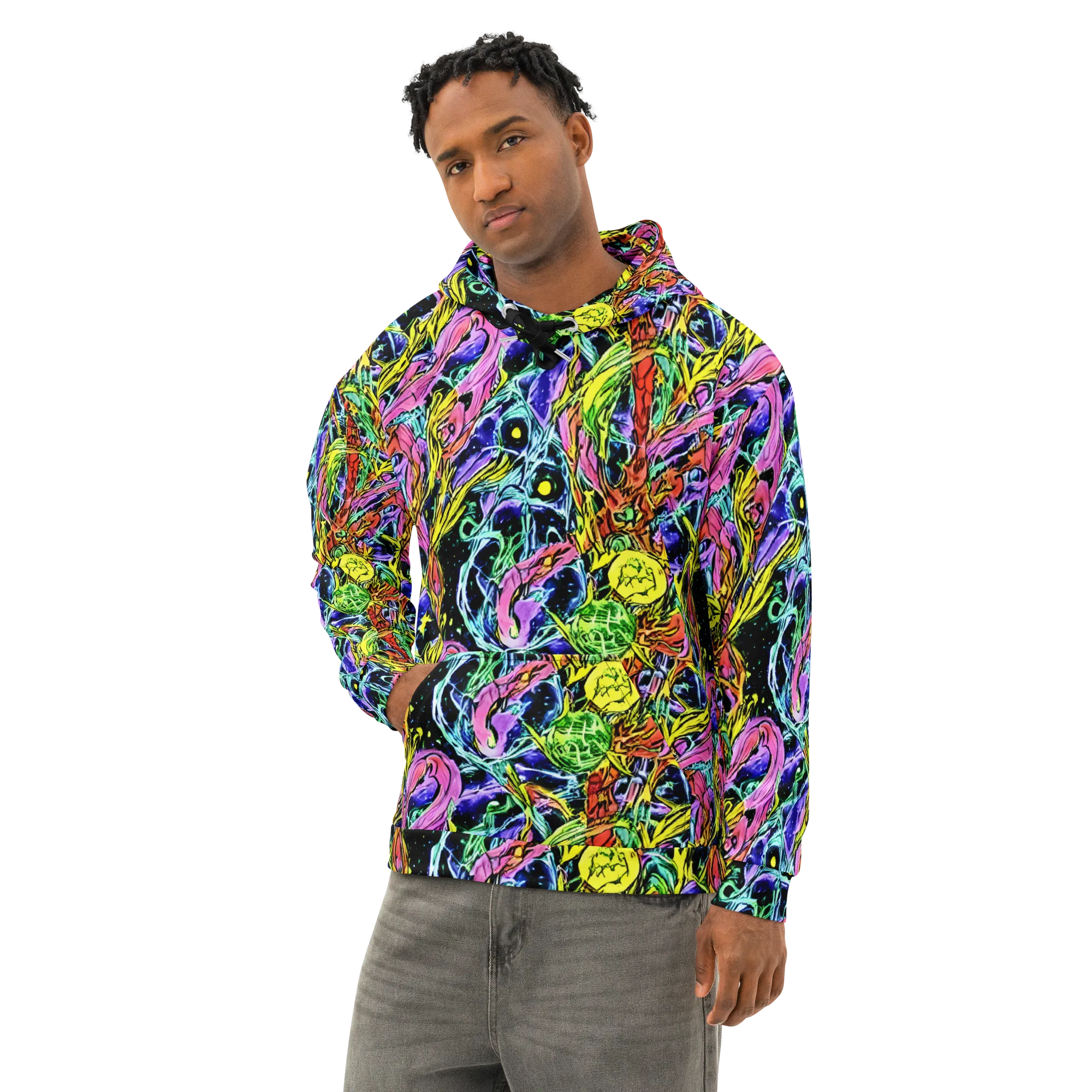 Astral Plumage on Cotton Hoodie — Left Front