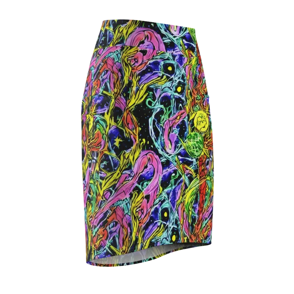 Astral Plumage on Pencil Skirt — Front Side