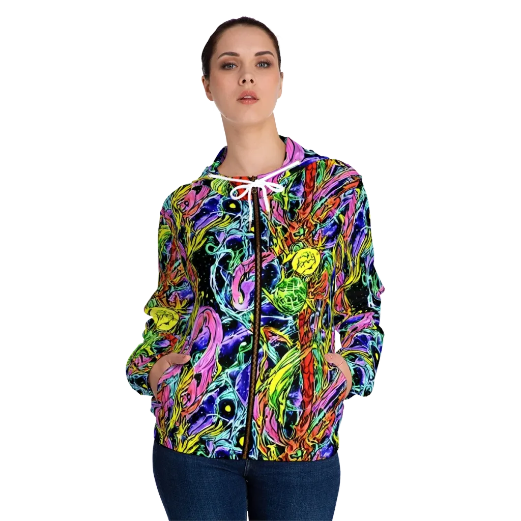 Astral Plumage on Women's Full-Zip Hoodie — Front On Person