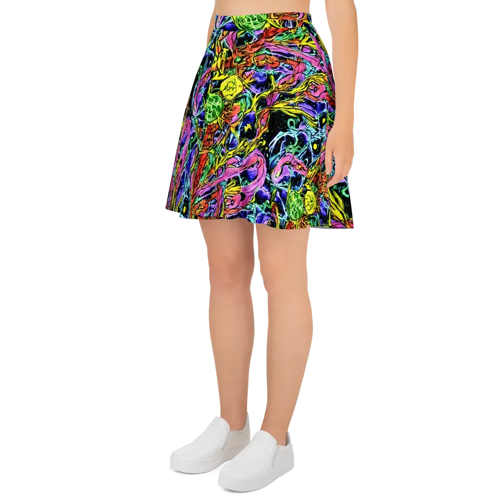 Astral Plumage on Skater Skirt — Left
