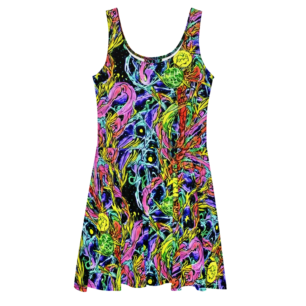 Astral Plumage on Skater Dress — Front