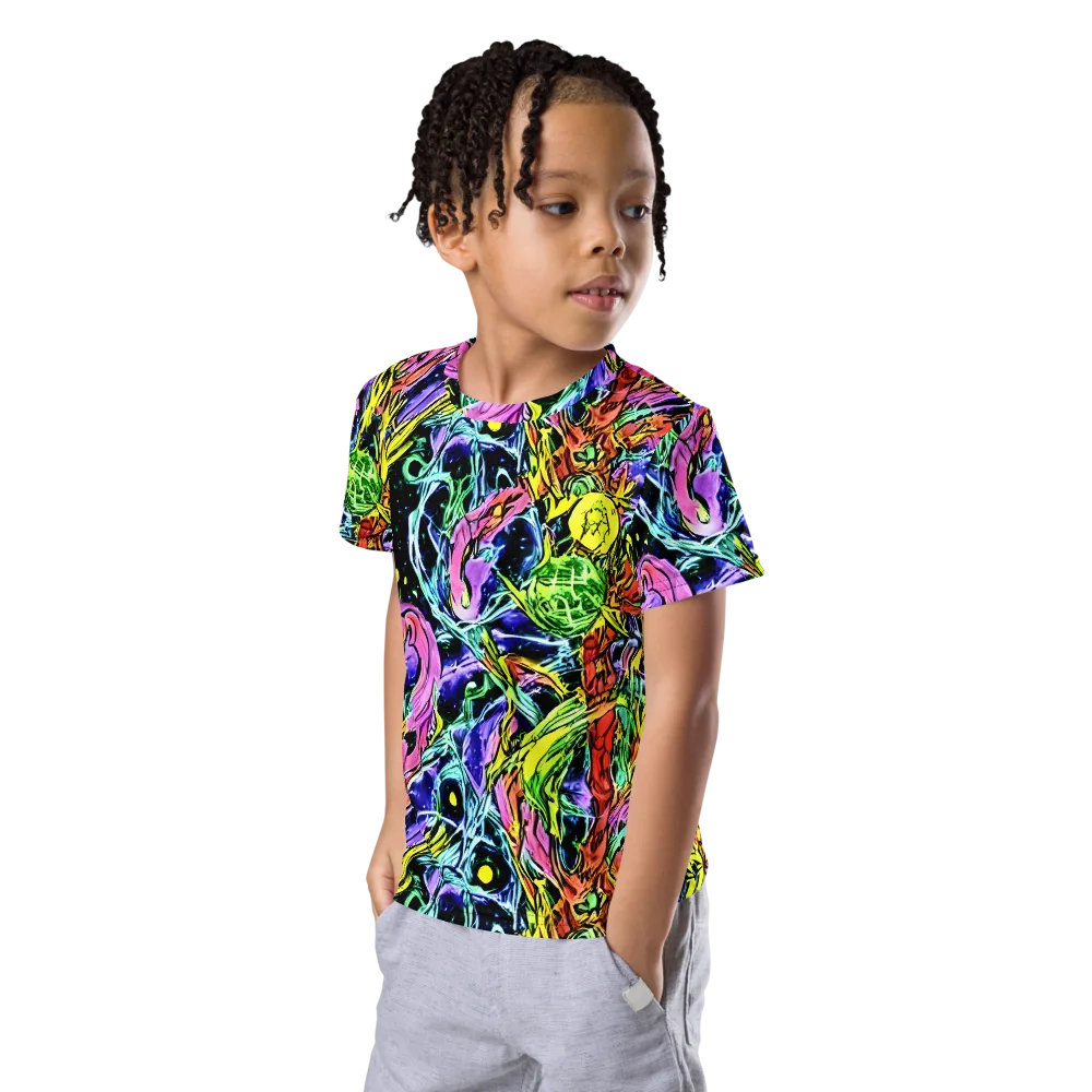 Astral Plumage on Kids Crew Neck T-Shirt — Left Front