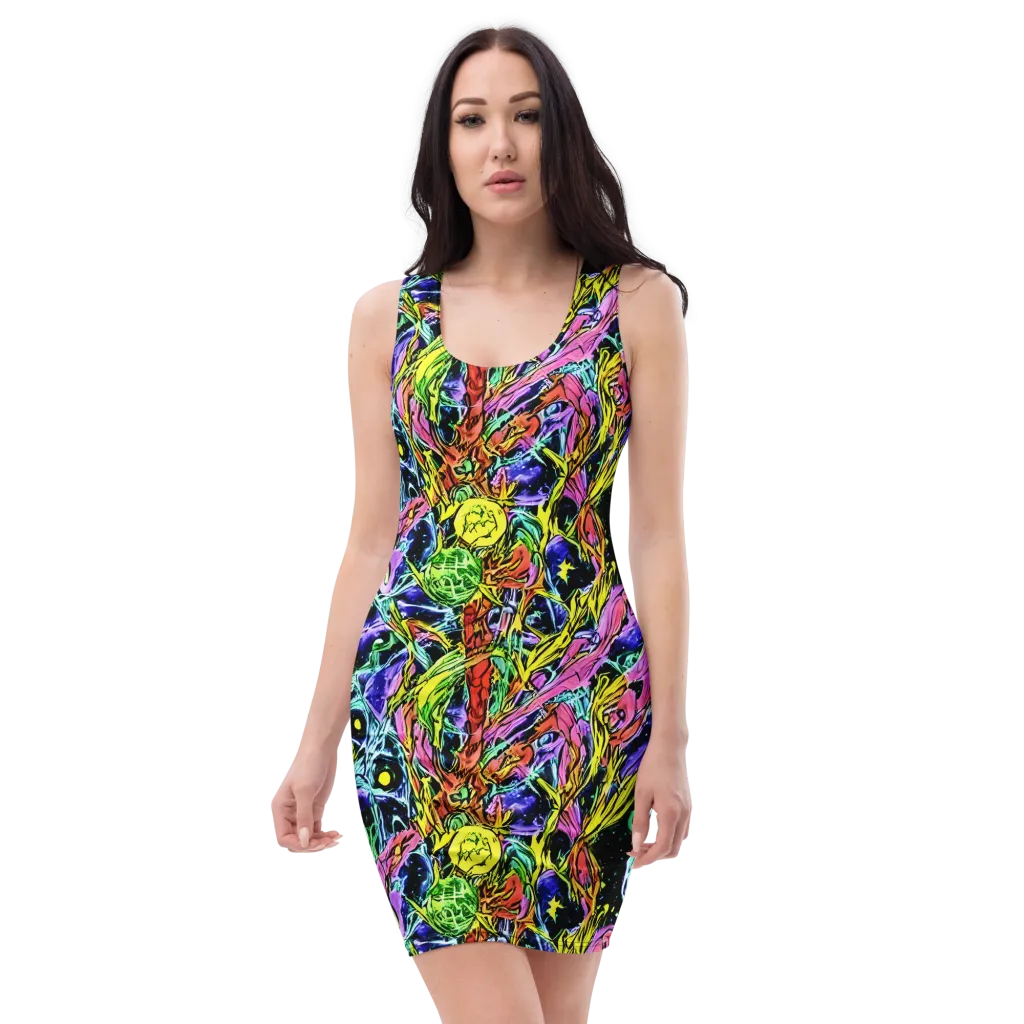 Astral Plumage on Bodycon Dress — Front
