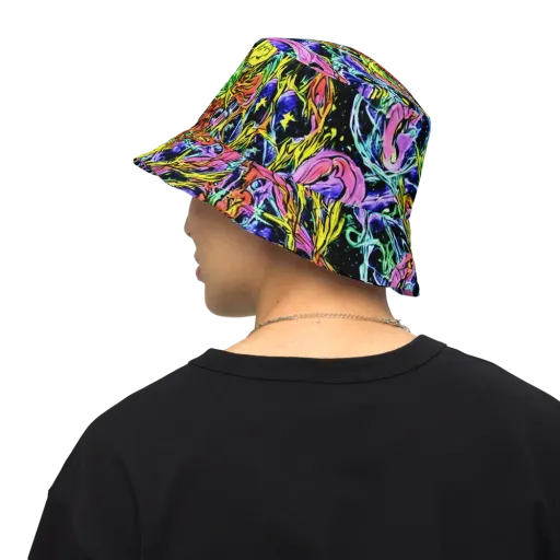 Astral Plumage on a Reversible Bucket Hat