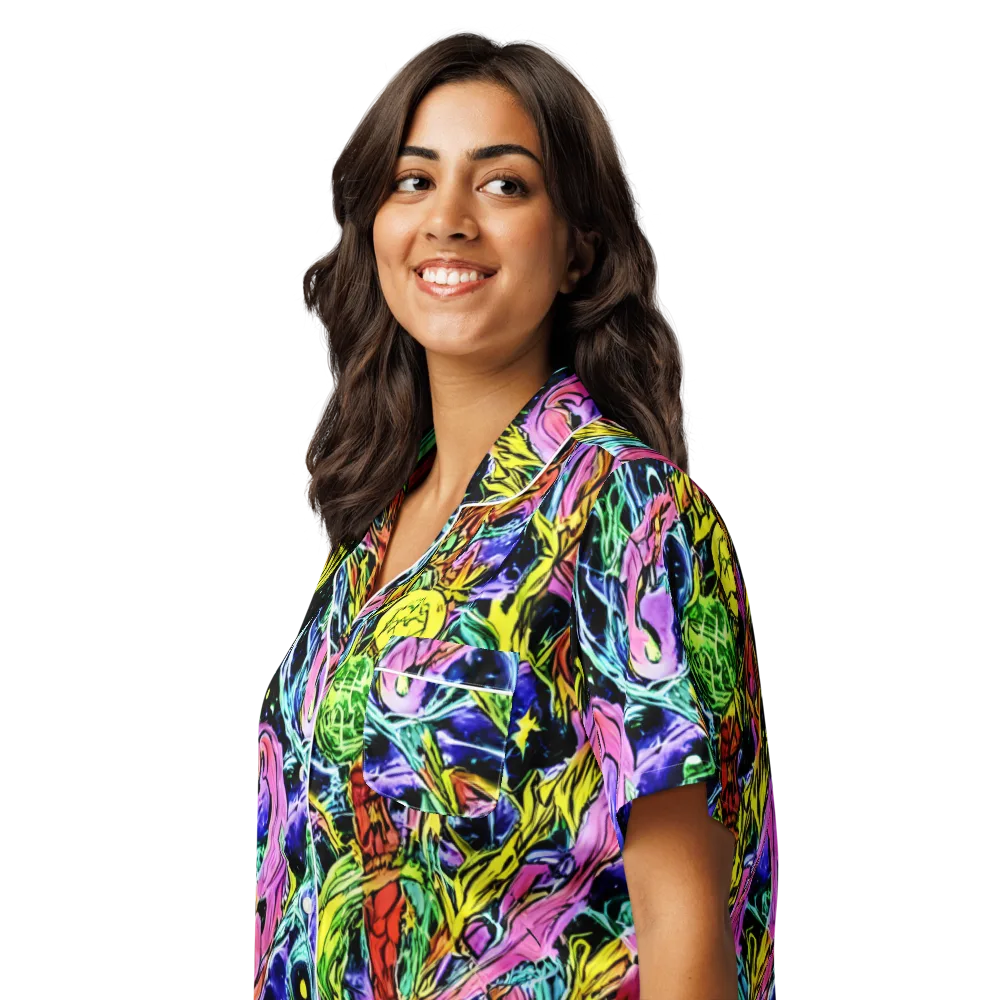 Astral Plumage on Women's Short Sleeve Pajama Top — Left Front