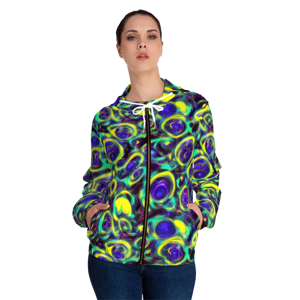 The Electric Eye on Women's Full-Zip Hoodie — Front On Person