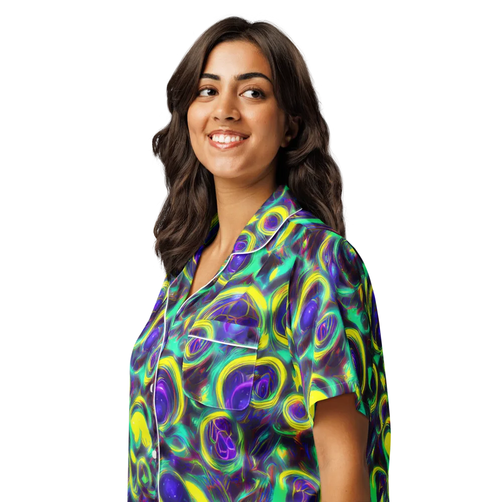 The Electric Eye on Women's Short Sleeve Pajama Top — Left Front