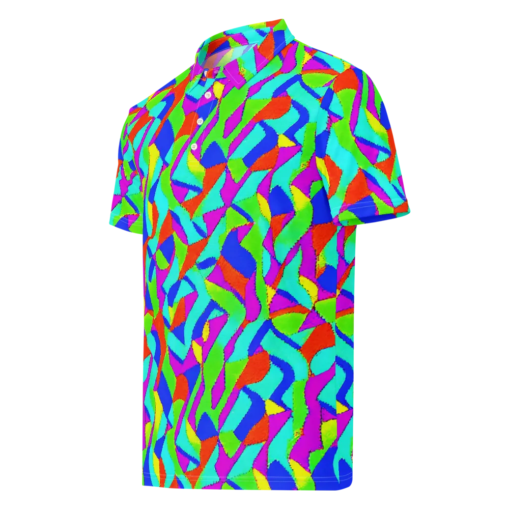 Neon Collage on Men's Slim Fit Polo Shirt — Left Front