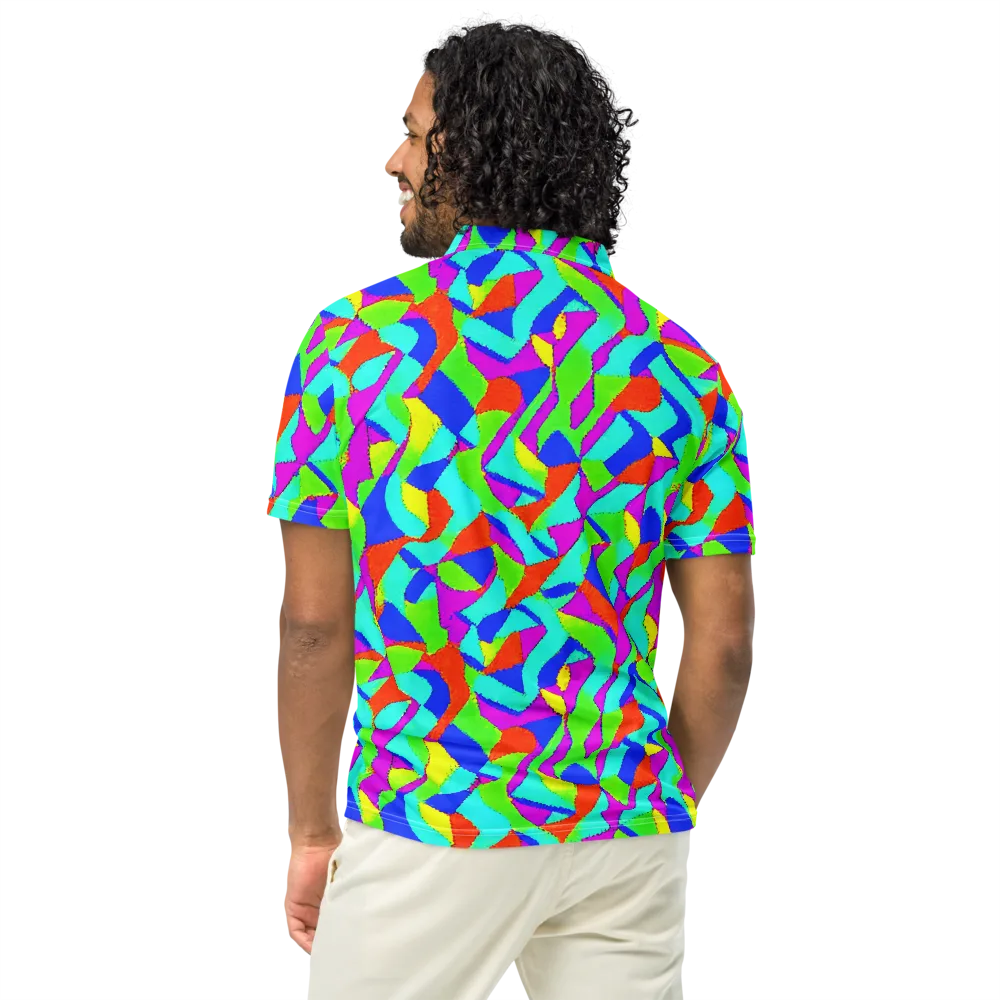 Neon Collage on Men's Slim Fit Polo Shirt — Back