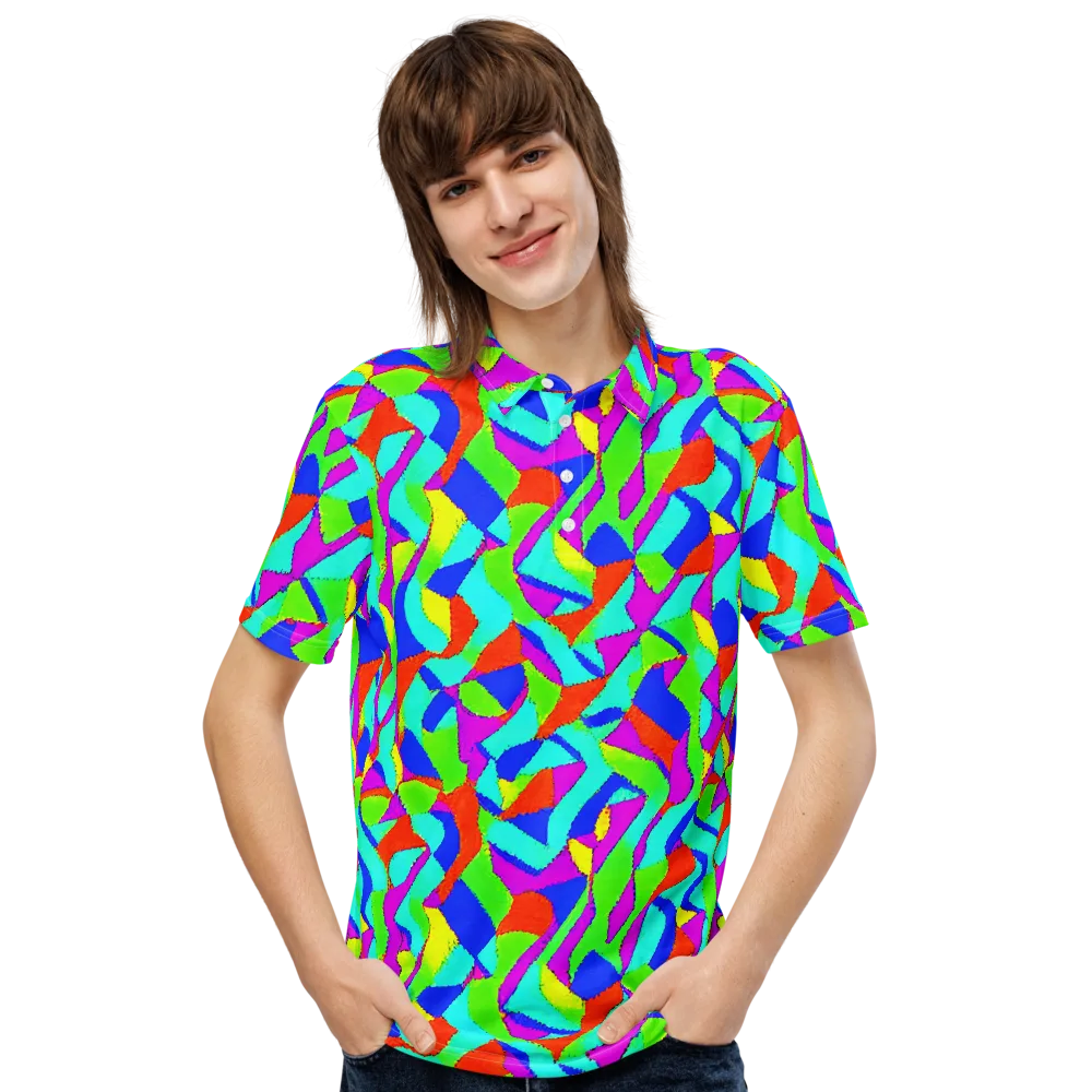 Neon Collage on Men's Slim Fit Polo Shirt — Front