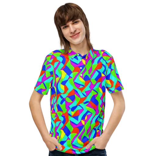 Neon Collage on a Men's Slim Fit Polo Shirt