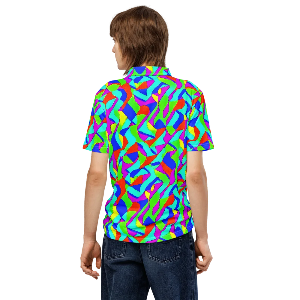 Neon Collage on Men's Slim Fit Polo Shirt — Back