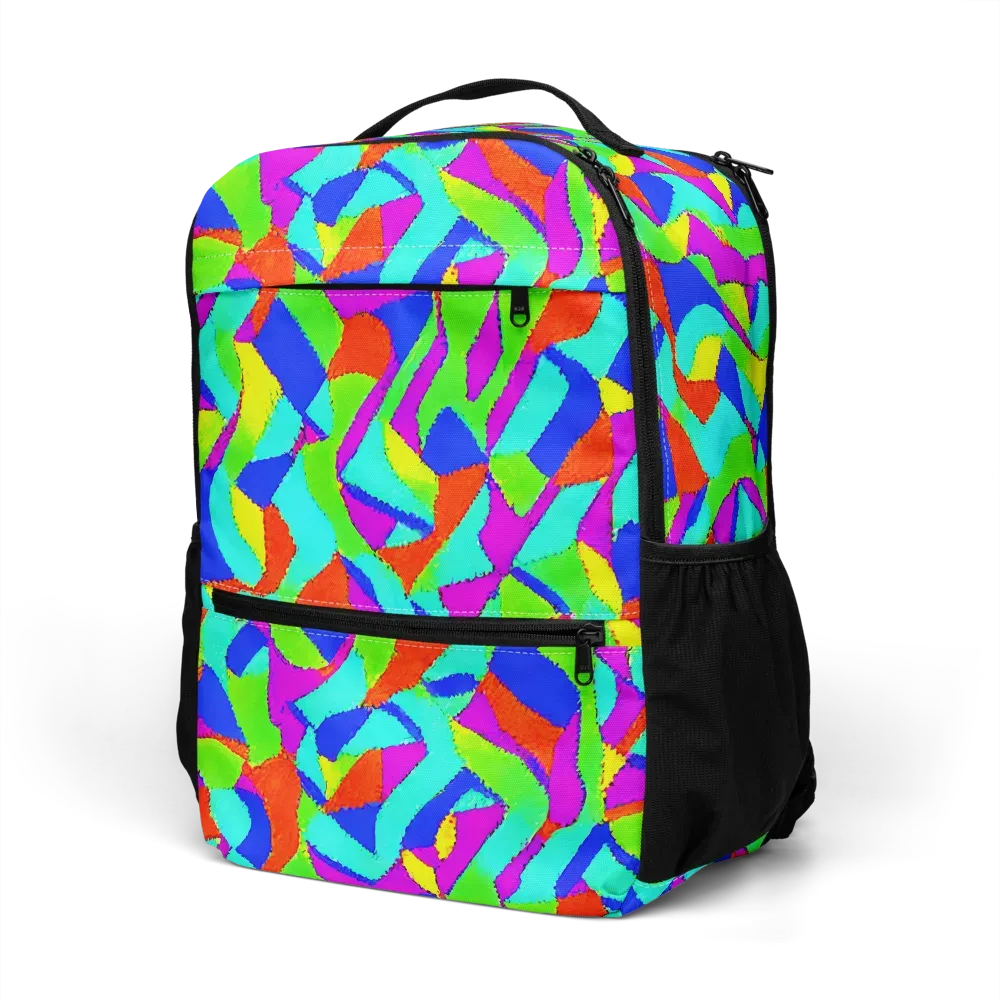 Neon Collage on Utility Backpack — Left Front