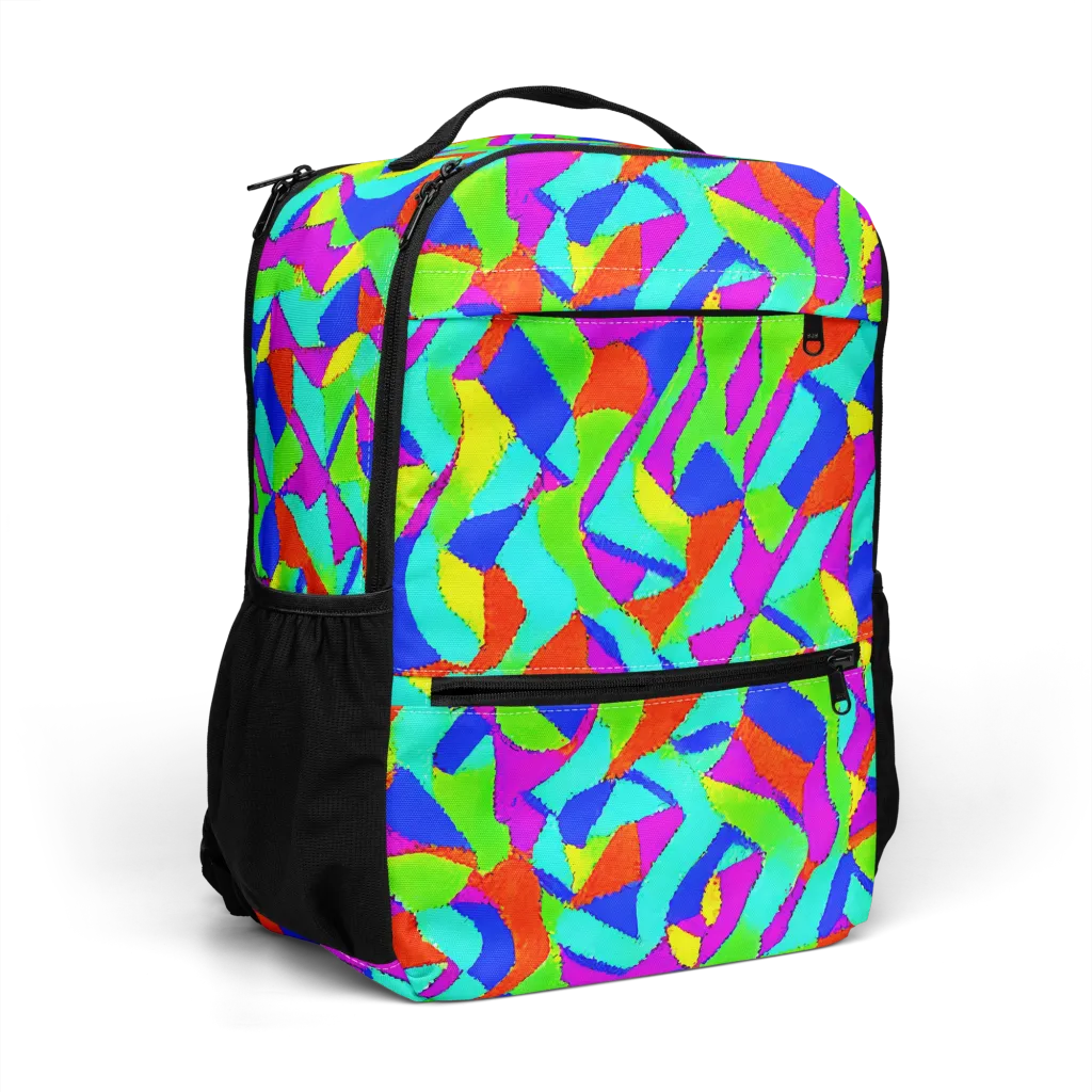 Neon Collage on Utility Backpack — Right Front