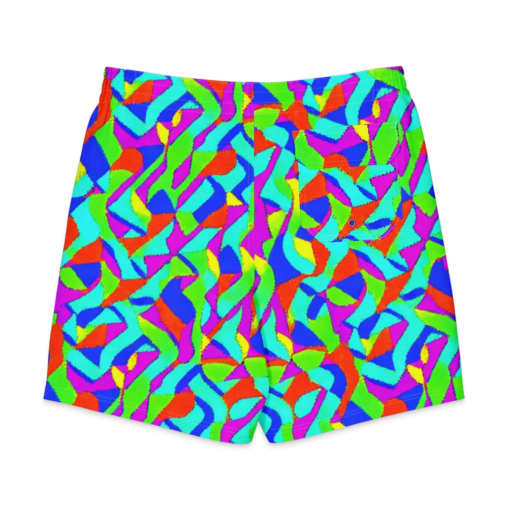 Neon Collage on Men's Board Shorts — Back
