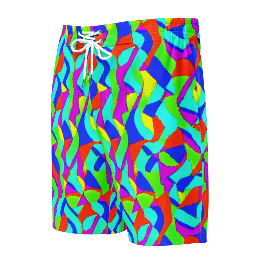 Neon Collage on Men's Board Shorts — Front