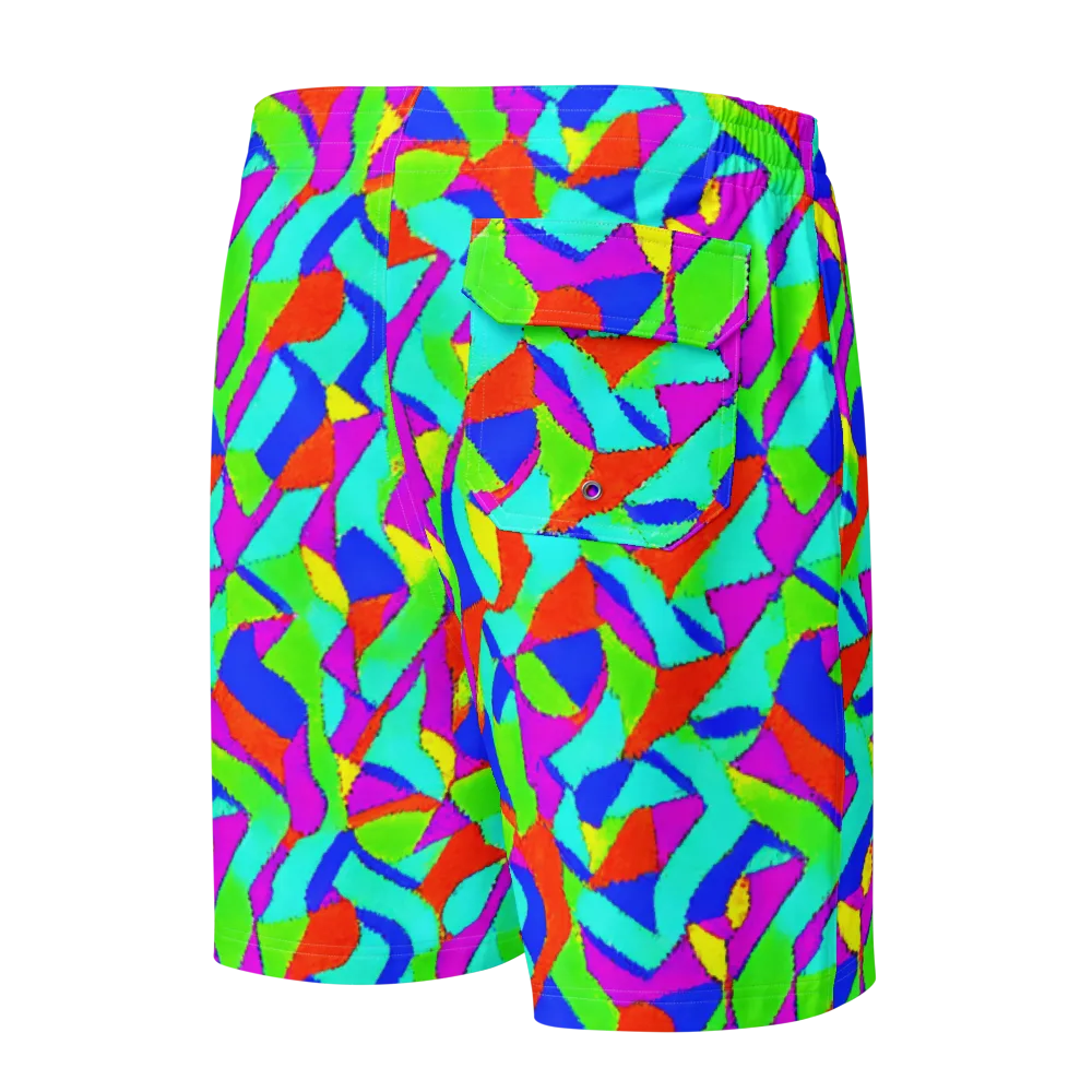 Neon Collage on Men's Board Shorts — Back