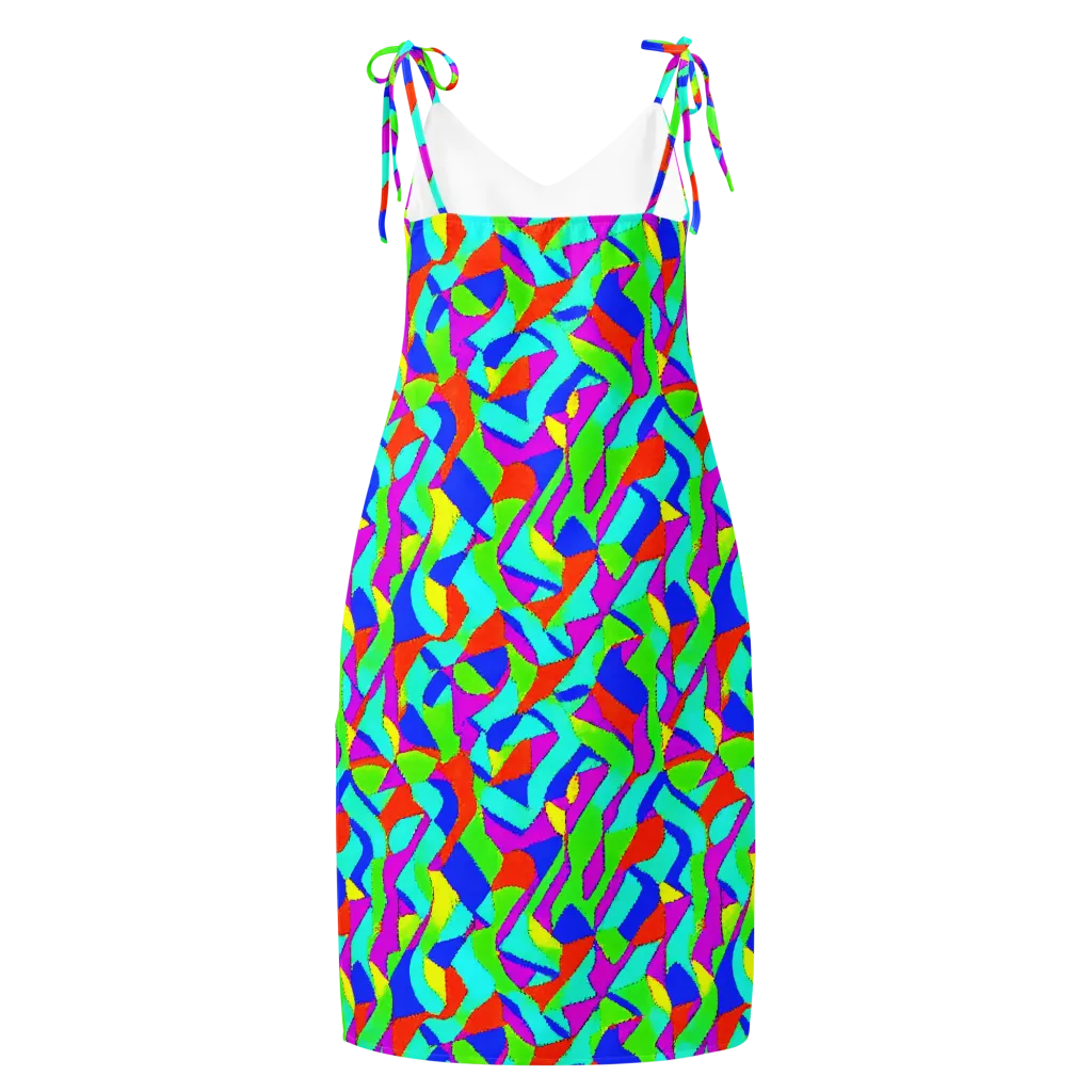 Neon Collage on Slip Dress — Back