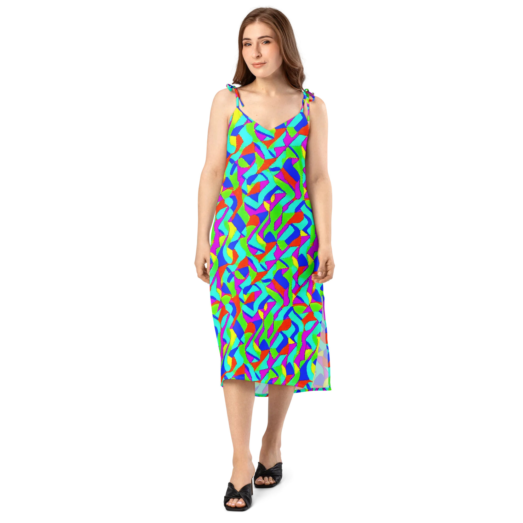 Neon Collage on Slip Dress — Front