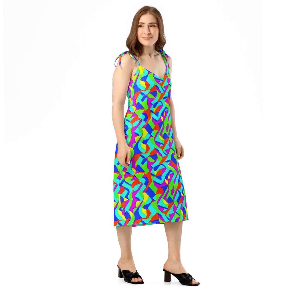 Neon Collage on Slip Dress — Right Front