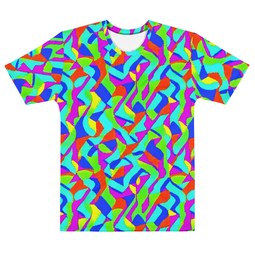 Neon Collage on Men's Cotton Crew Neck T-Shirt — Front