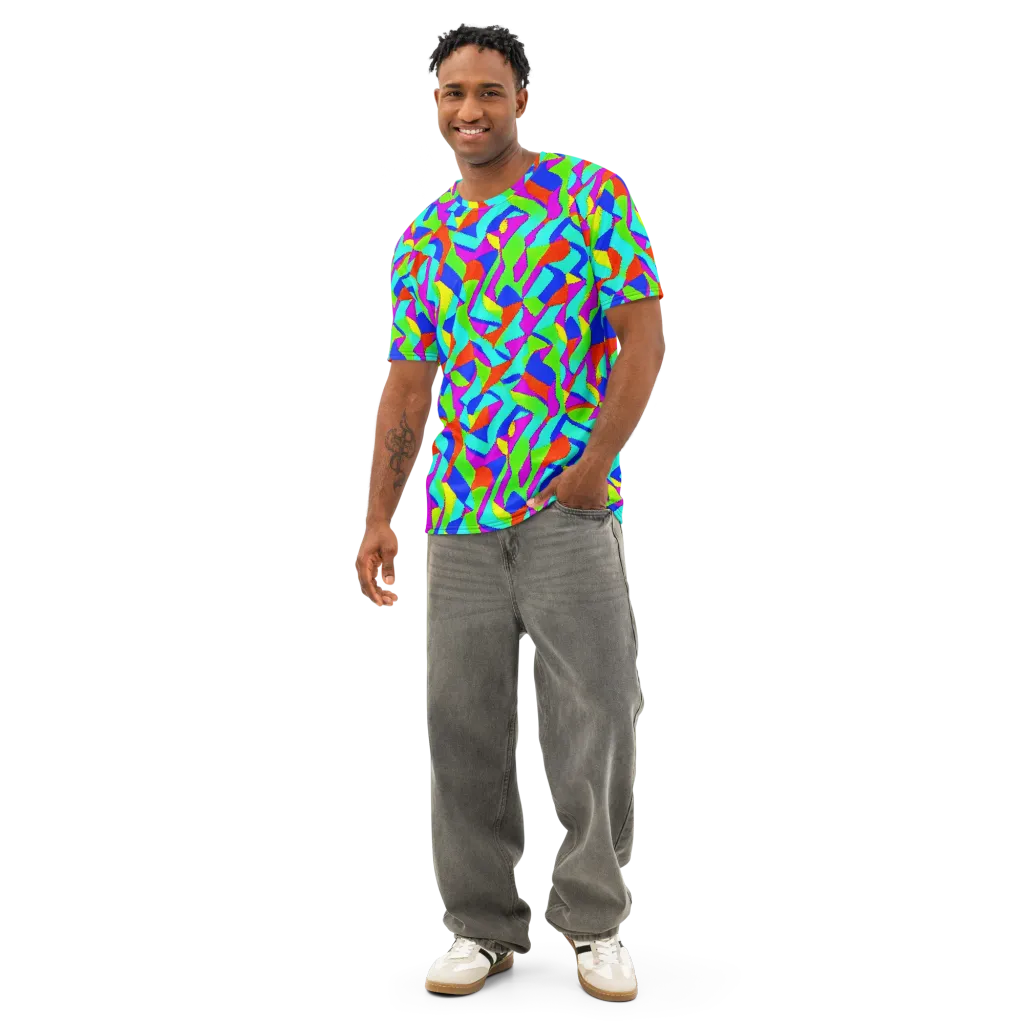 Neon Collage on Men's Cotton Crew Neck T-Shirt — Front