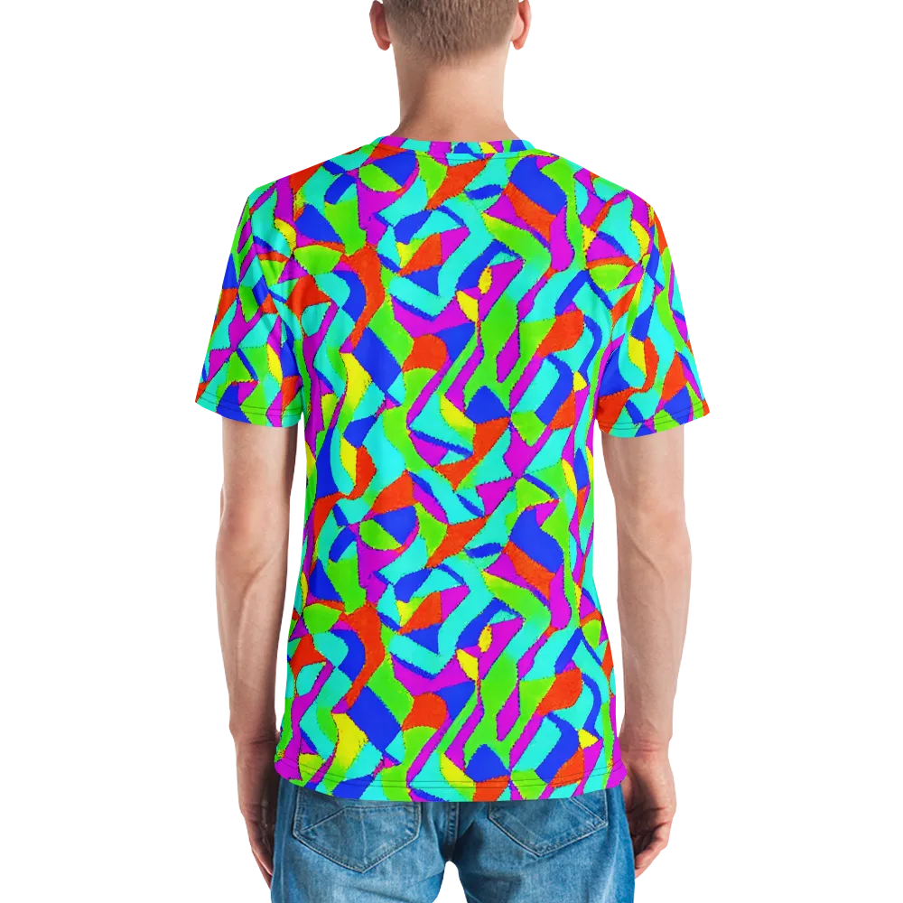 Neon Collage on Men's Crew Neck T-Shirt — Back