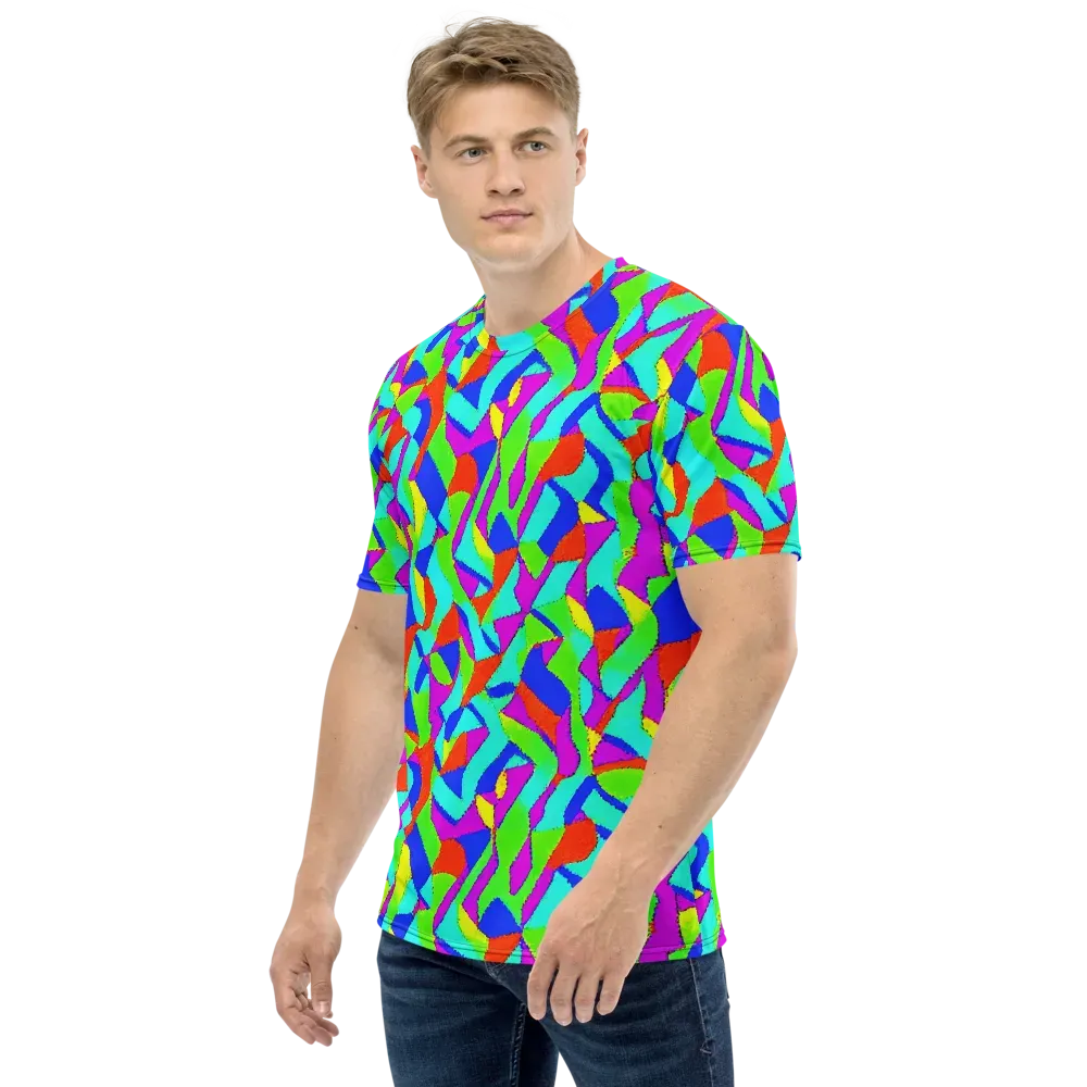 Neon Collage on Men's Crew Neck T-Shirt — Left