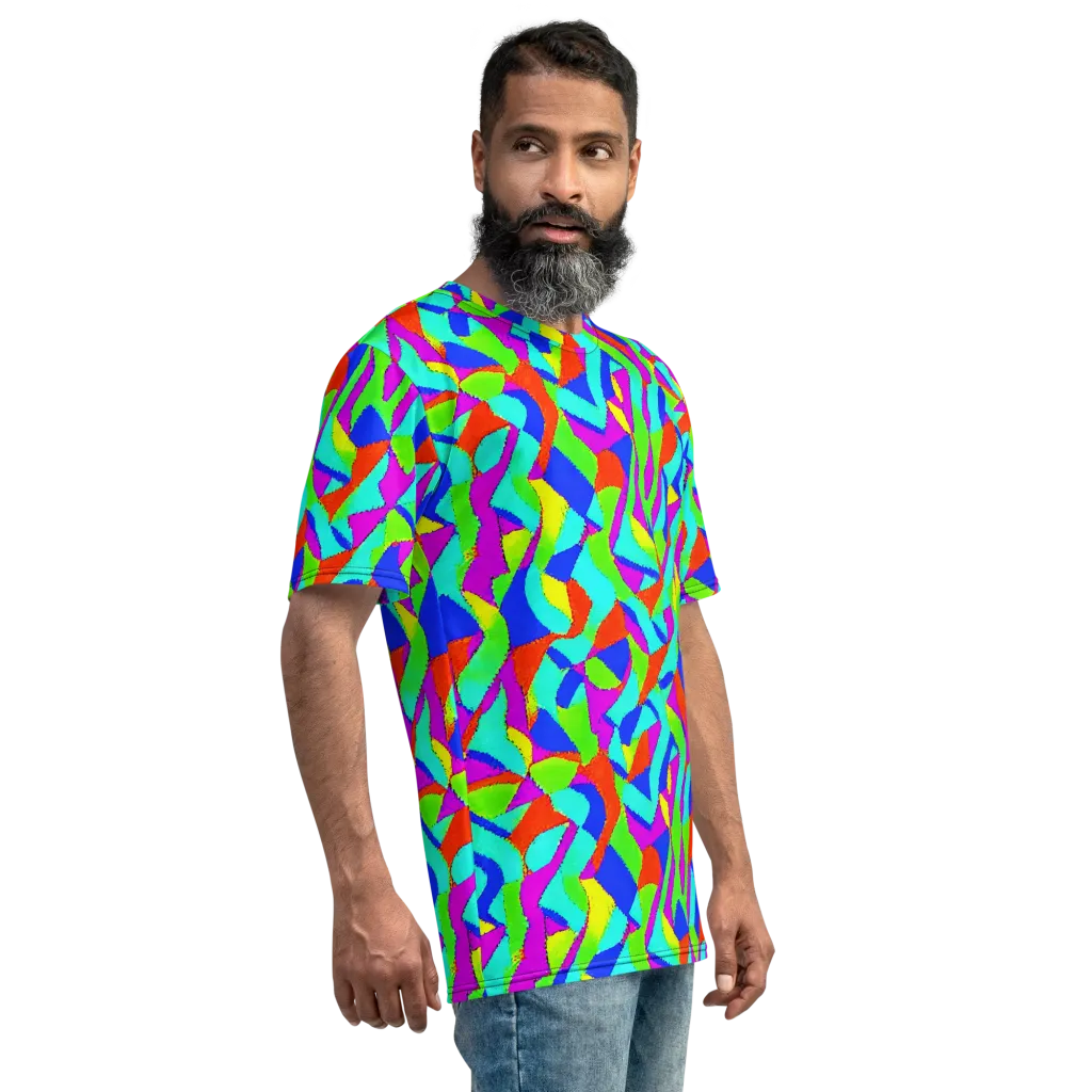 Neon Collage on Men's Crew Neck T-Shirt — Right