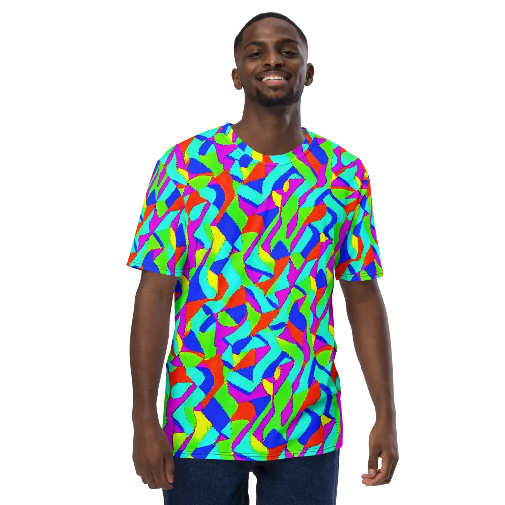 Neon Collage on Men's Crew Neck T-Shirt — Front