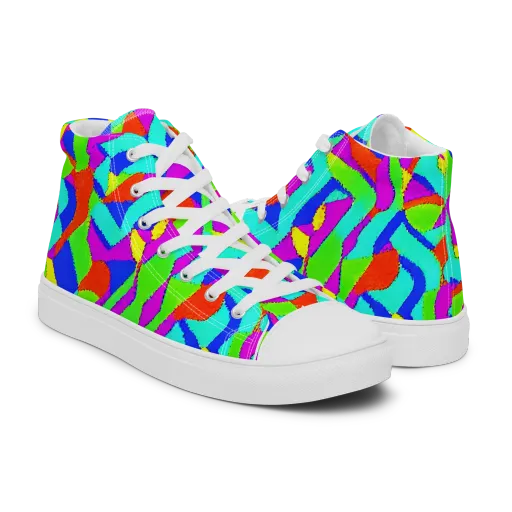 Neon Collage on a Men's High Top Canvas Shoes
