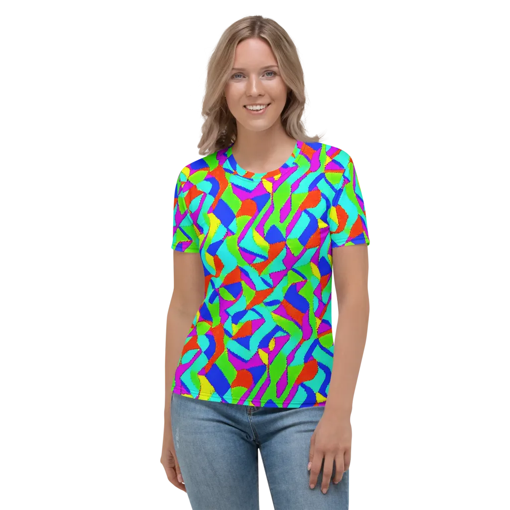 Neon Collage on Women's Crew Neck T-Shirt — Front