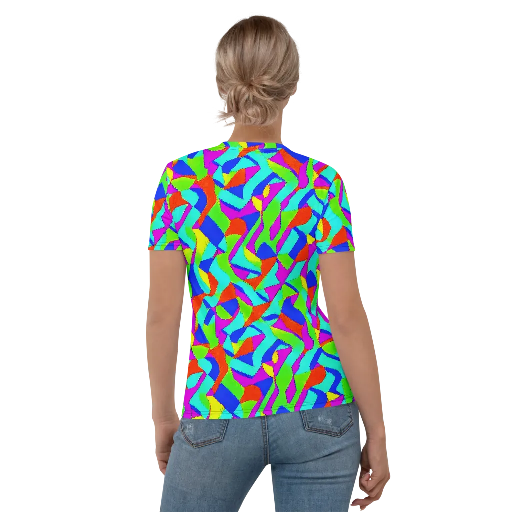 Neon Collage on Women's Crew Neck T-Shirt — Back
