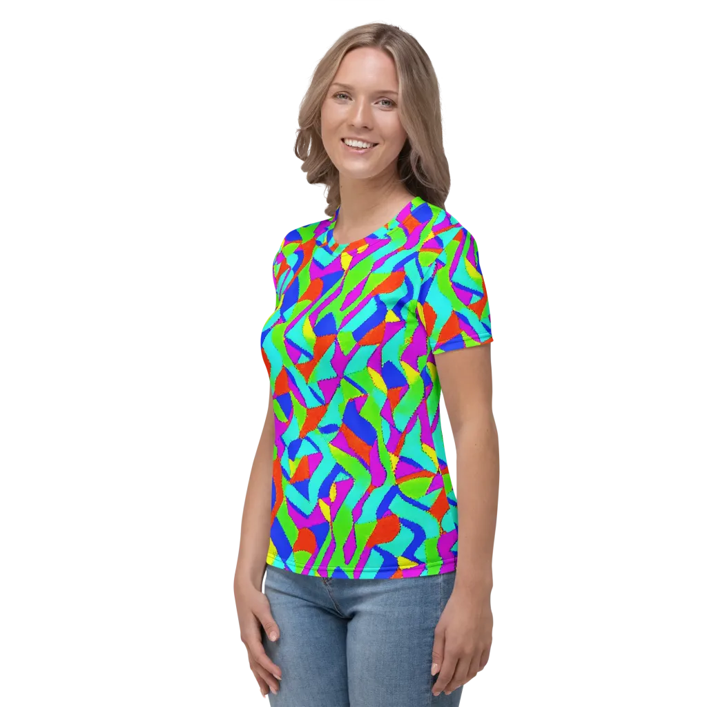 Neon Collage on Women's Crew Neck T-Shirt — Left