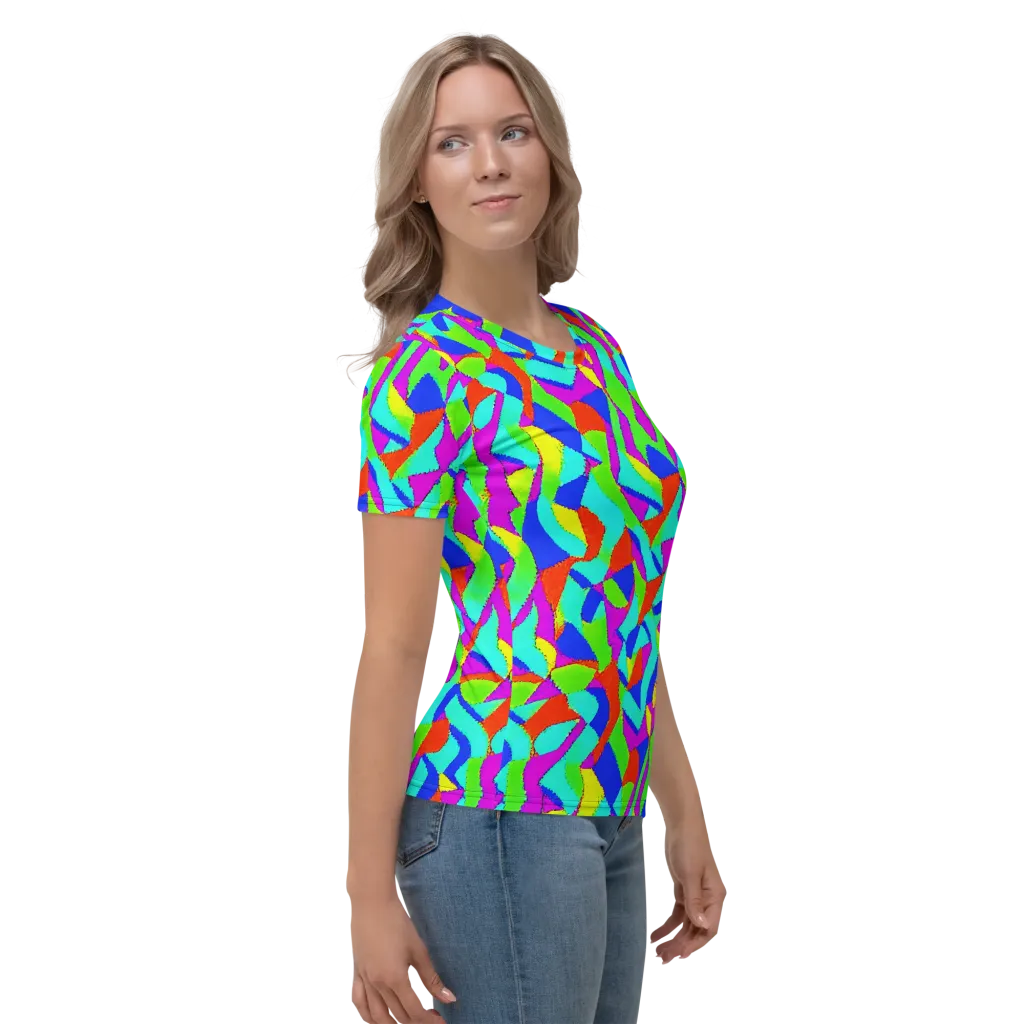 Neon Collage on Women's Crew Neck T-Shirt — Right