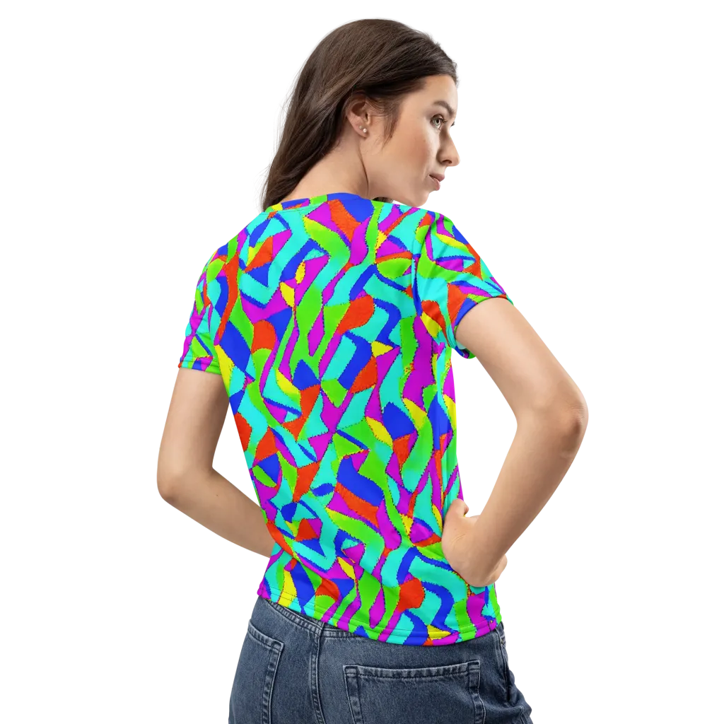 Neon Collage on Women's Crew Neck T-Shirt — Back