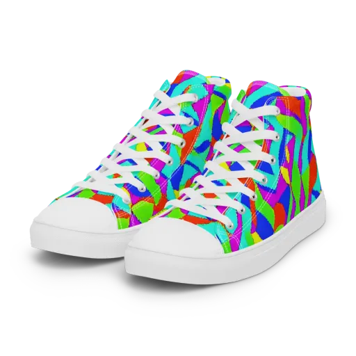 Neon Collage on a Women's High Top Canvas Shoes