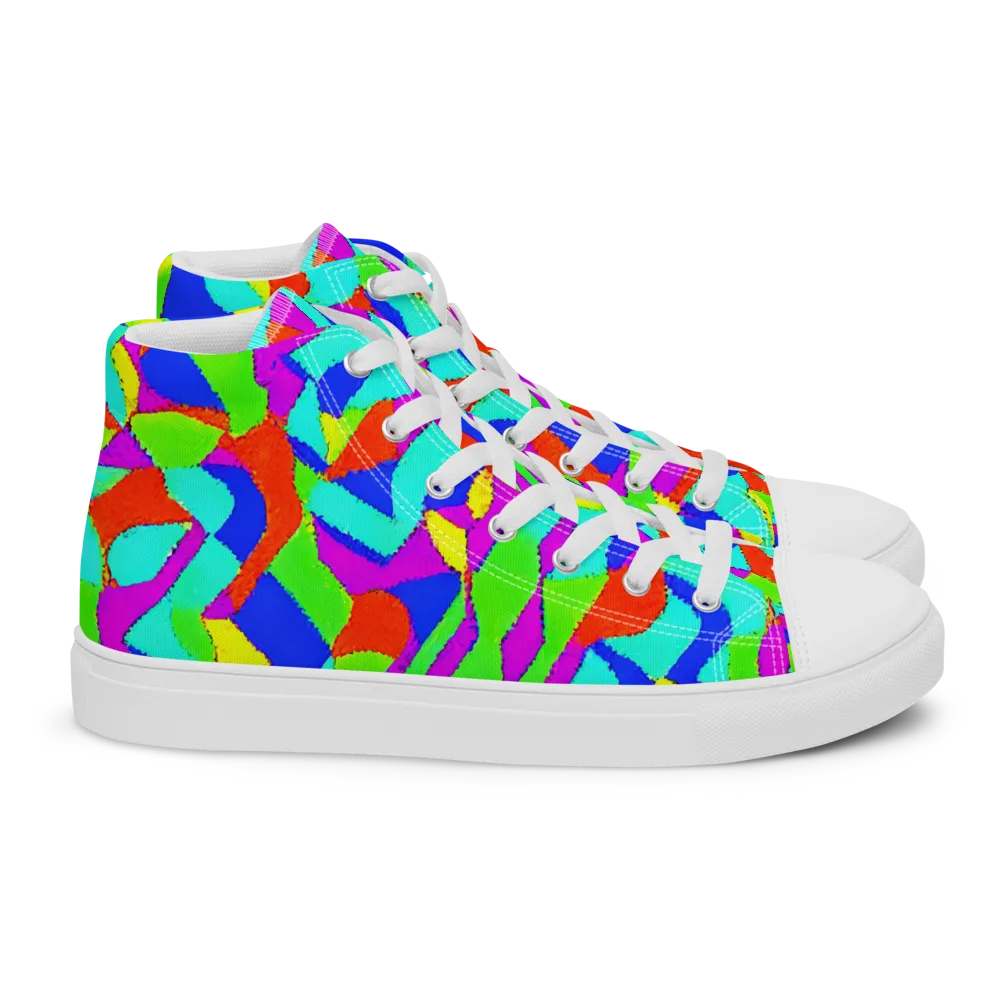 Neon Collage on Women's High Top Canvas Shoes — Right