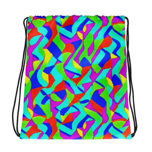 Neon Collage on a Drawstring Bag