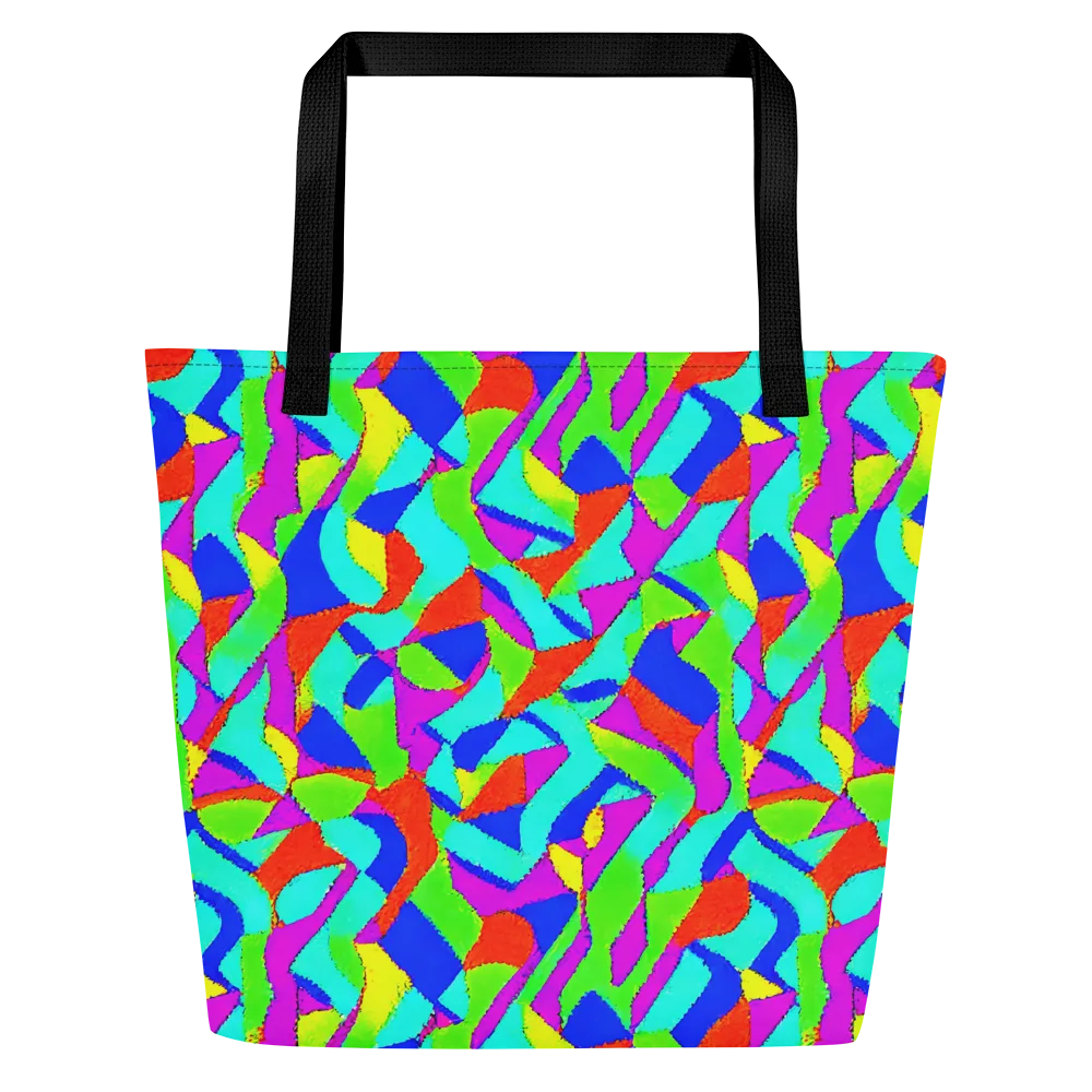 Neon Collage on Large Tote Bag W/ Pocket — Front
