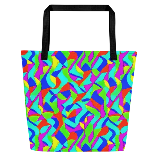 Neon Collage on a Large Tote Bag W/ Pocket