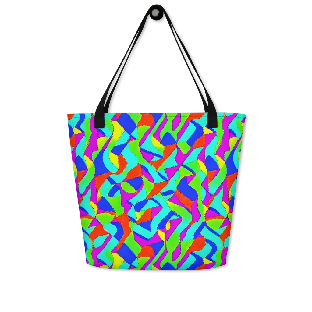 Neon Collage on Large Tote Bag W/ Pocket — Front