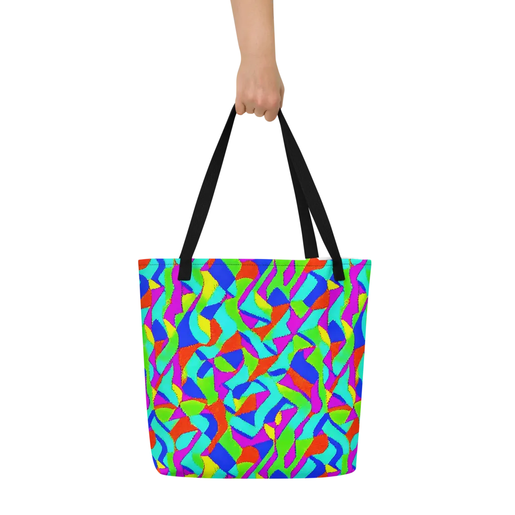 Neon Collage on Large Tote Bag W/ Pocket — Front