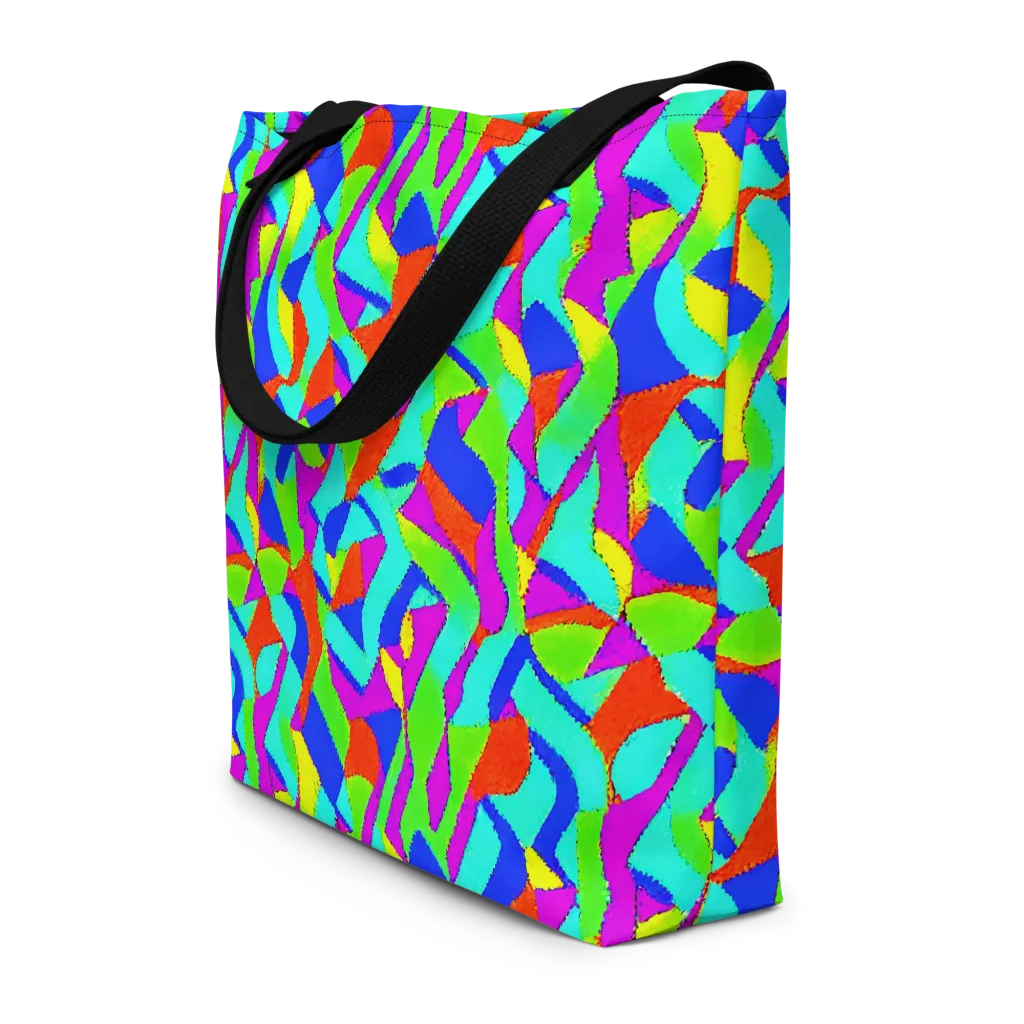 Neon Collage on Large Tote Bag W/ Pocket — Front