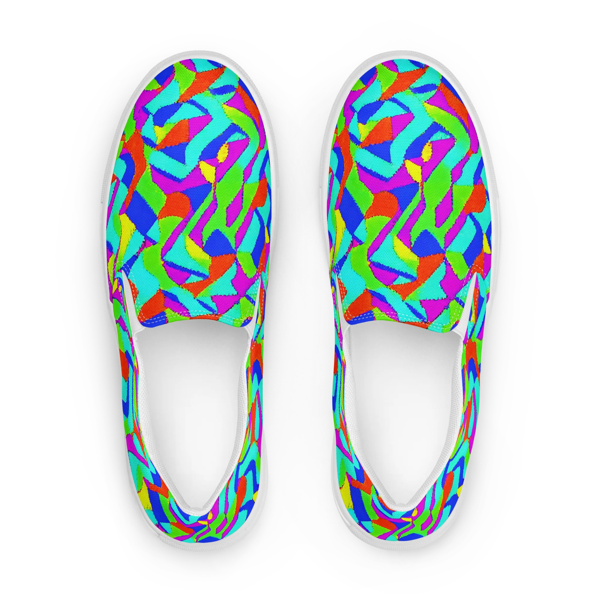 Neon Collage on Women's Slip-On Canvas Shoes — Front
